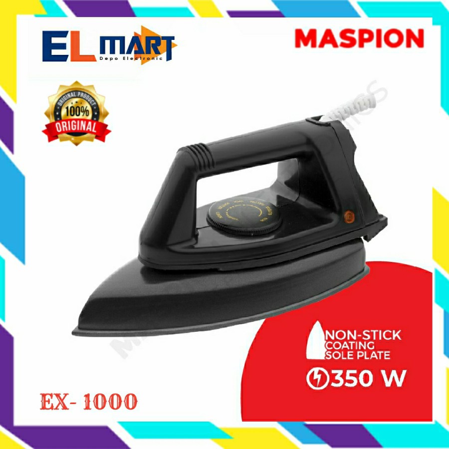 Maspion Setrika Listrik EX 1000 Dry Iron EX1000 Anti Lengket Gosokan
