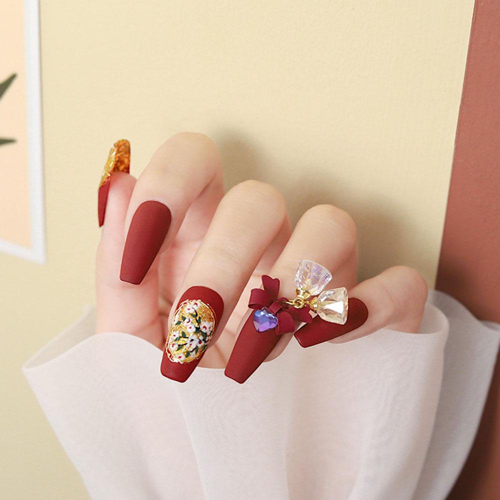 Agustinina Perhiasan Nail Art Kristal Halus Bell Liontin Mewah 3D Bownot Nail Rhinestones