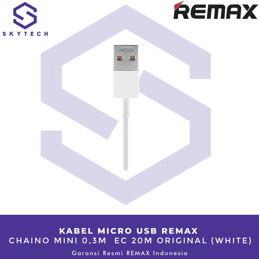 KABEL MICRO USB REMAX CHAINO MINI 0,3M WHITE EC120M ORIIGNAL GARANSI RESMI