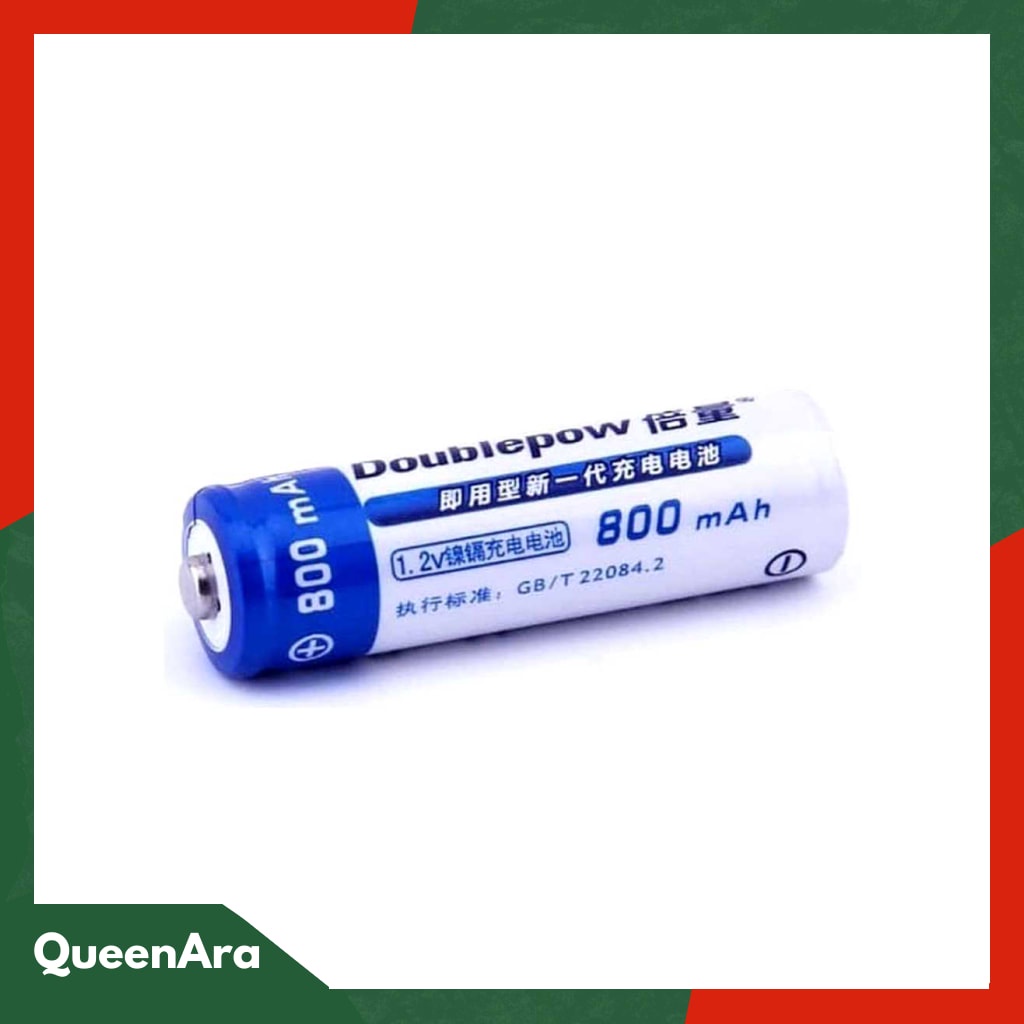 DOUBLEPOW Batu Baterai AA Rechargeable NiMH 800mAh 2 PC