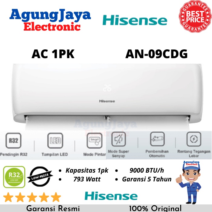 AC HISENSE 1 PK AN-09CDG R32 AC TERMURAH 1PK (CILEGON SERANG)