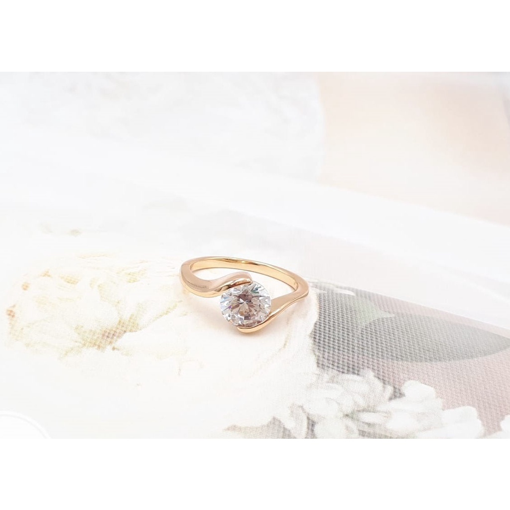 Cincin Emas Xuping Asli Mata Zircon Besar Murah & Mewah Perhiasan Xuping Lapis Emas Asli (COD)