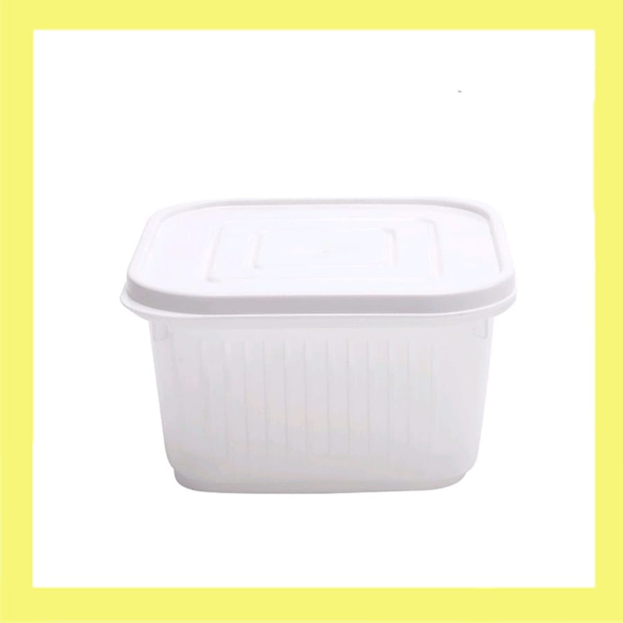 FS Tempat Penyimpanan Cabai Bawang Dengan Saringan SEGI 4 Pengering Sayuran Saringan Serbaguna Kotak Tiris Buah Kulkas Multifungsi