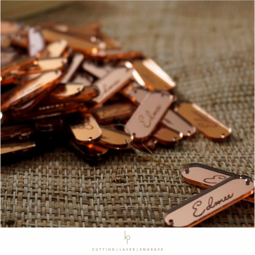 

FREE DESIGN Label Rosegold Hijab / Label produk bahan akrilik / Label akrilik / Tag akrilik mirror rosegold