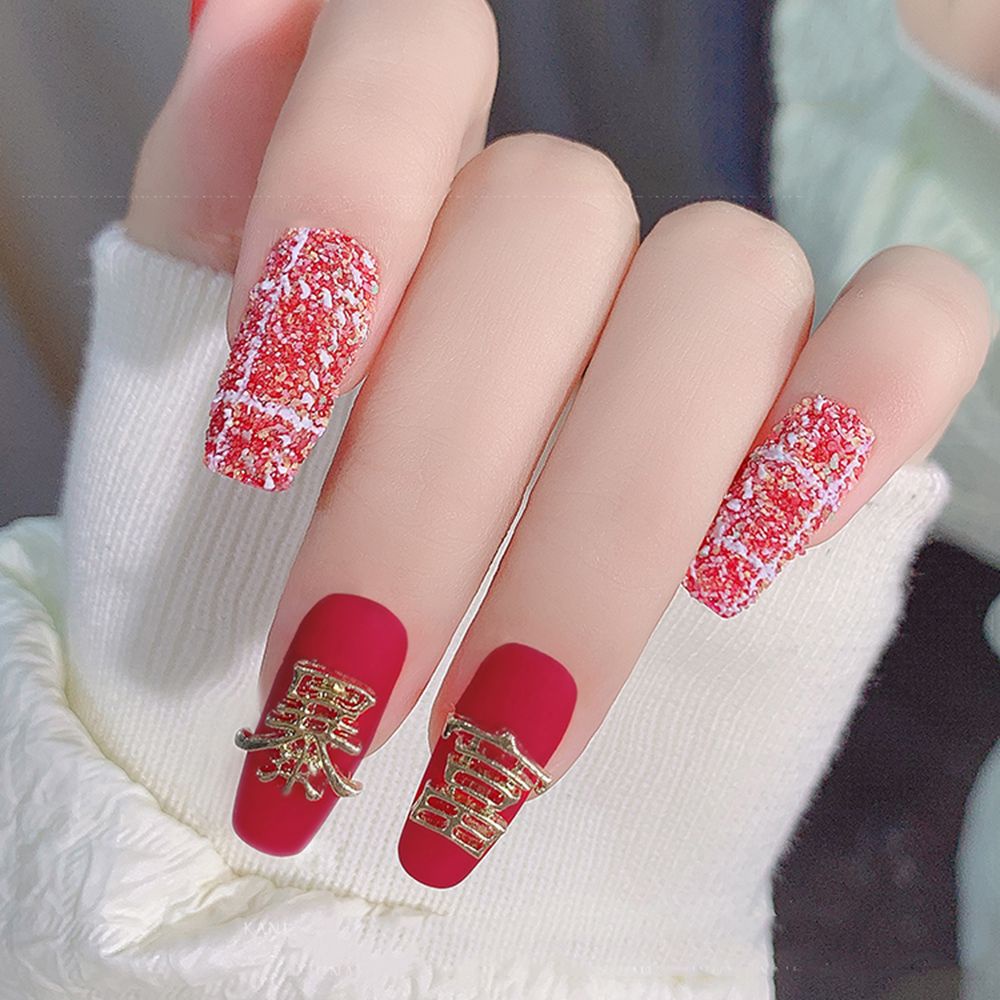 MXBEAUTY Red New Year Nail Art Rich DIY Nail Jewelry 3D Nail Decorations Hollow Goddess Fortune Lucky Year of the|Chinese Style Manicure Accessories