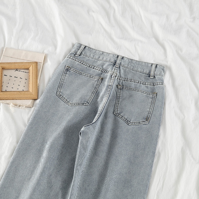 Jeans/Straight Loose Celana Jeans/Korean High Waist Kasual Panjang Jeans Wanita