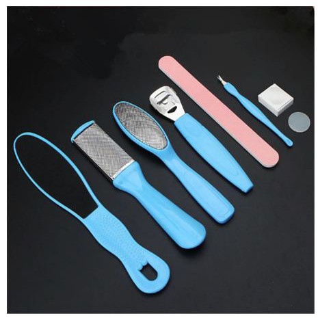 [PERAWATAN] -  Alat Perawatan Kaki Manicure Pedicure Foot Care Scraper Set 8 in 1 - IN1807 - Blue