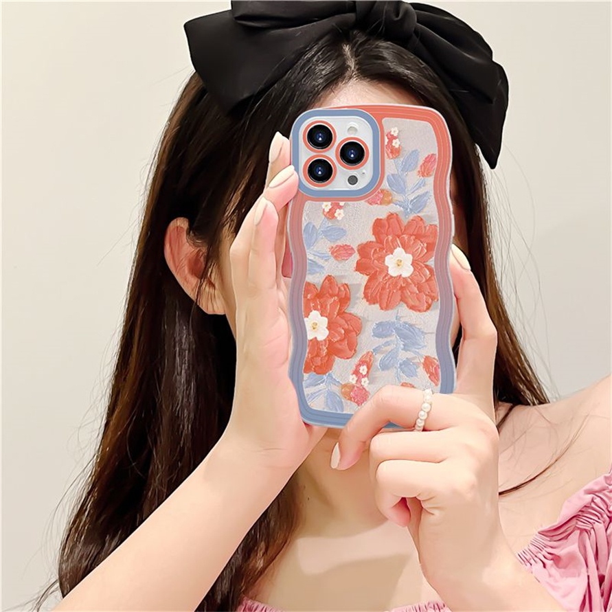 Soft Case Silikon Motif Lukisan Bunga Untuk iPhone 14 13 12 11 Pro Max X Xr Xs Max 8 7 6 6s Plus