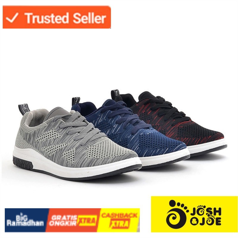 SNEAKERS COWOK HITAM BIRU MISTY  Josh&Joe Sepatu Sneakers Sports Pria/Wanita Santai SNBL