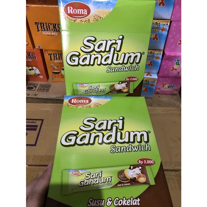 

54eh Roma Sari Gandum Sandwich Coklat 39 Gram. Box Isi 12 Sachet. 60Jh