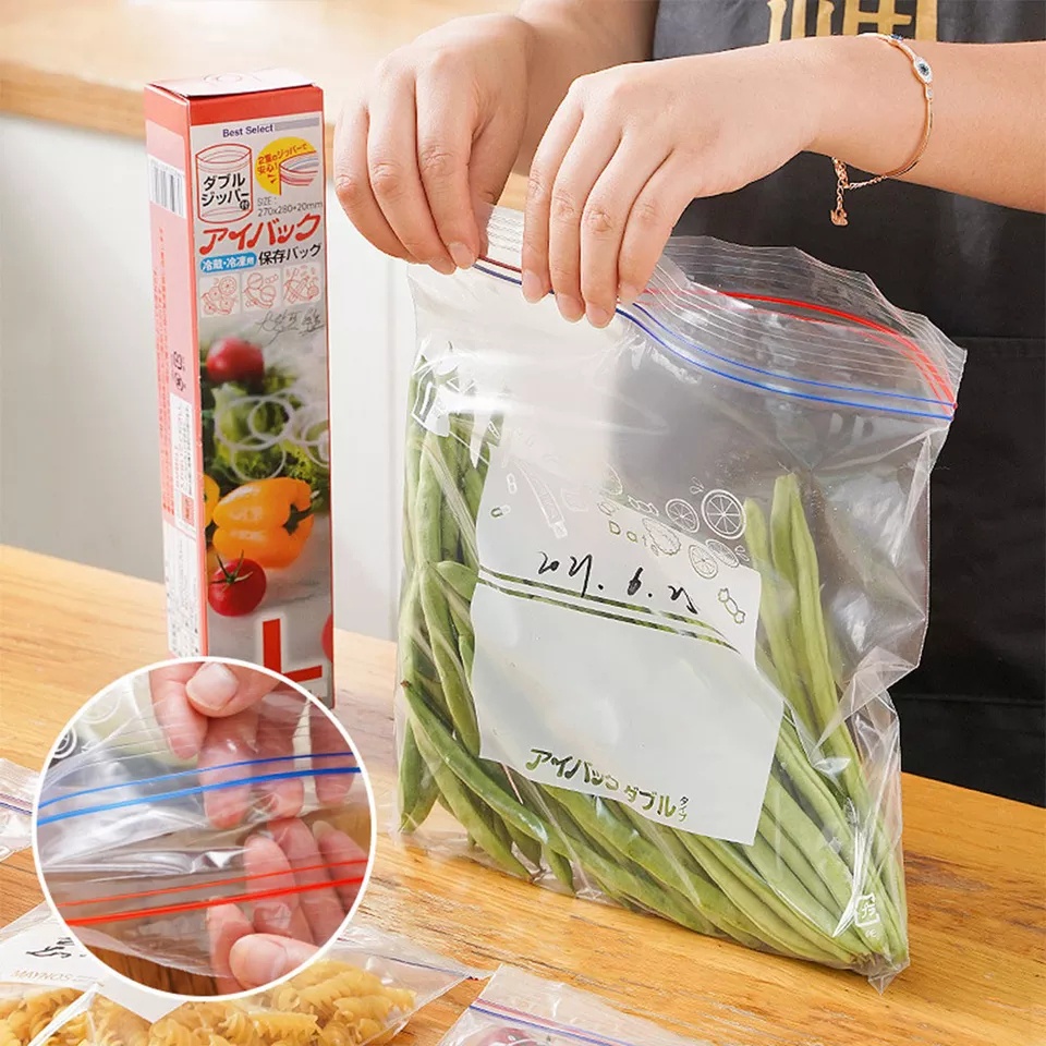 Sc- Kantong Plastik Ziplock Reusable Kulkas Penyimpan Makanan Sayuran Zipper Plastik Tempat Sayur Dan Buah