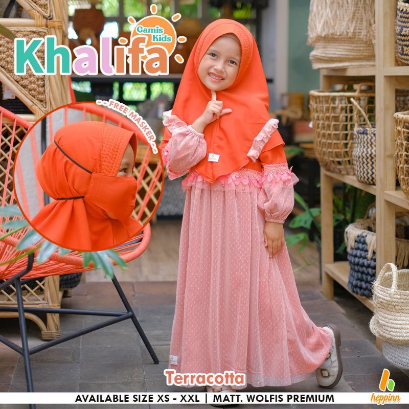 Gamis Pesta Anak Muslim Khalifa Baju perempuan  Setelan Tile Hijab