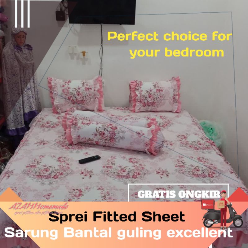 Sprei Bunga  Katun STAR Motif Antoinet Pink