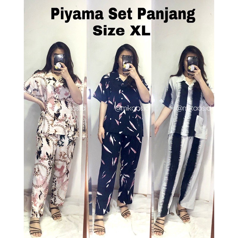 (COD) One set Piyama Abstrak Jumbo fit to Ld120cm | one set piyama rayon jumbo | piyama celana panjang