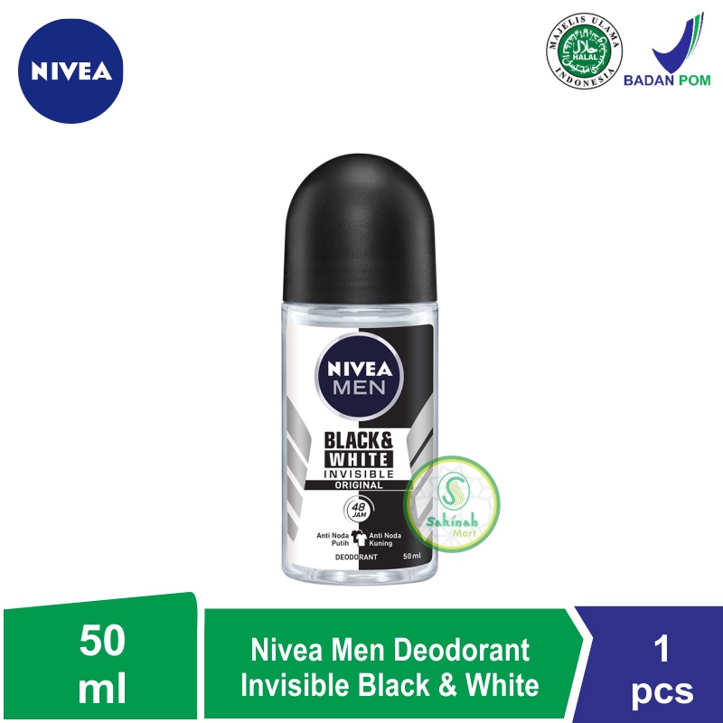 Nivea Men Personal Care Deodorant Invisible Black &amp; White Roll-On - 50 ml