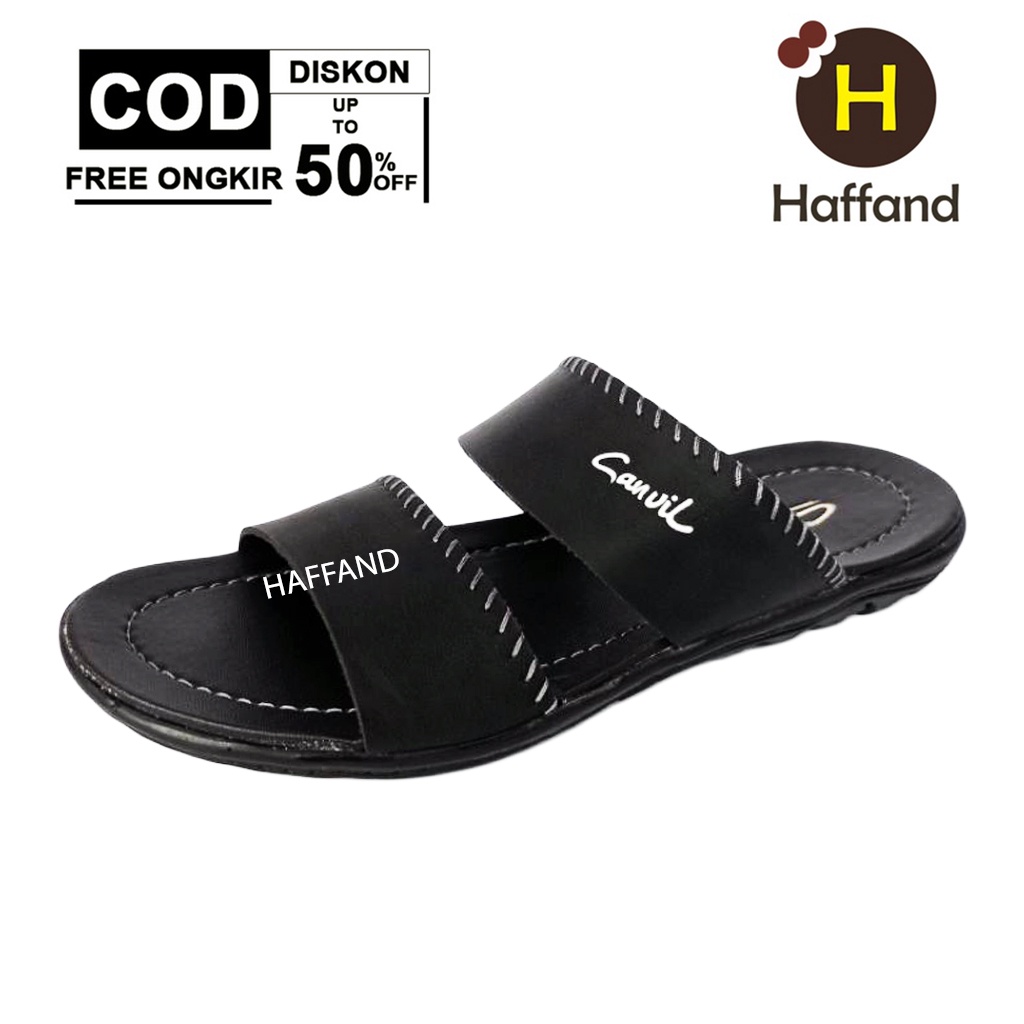 Sandal Pria Kulit Selop / Sandal Pria Slide / Sendal Canvil Kulit