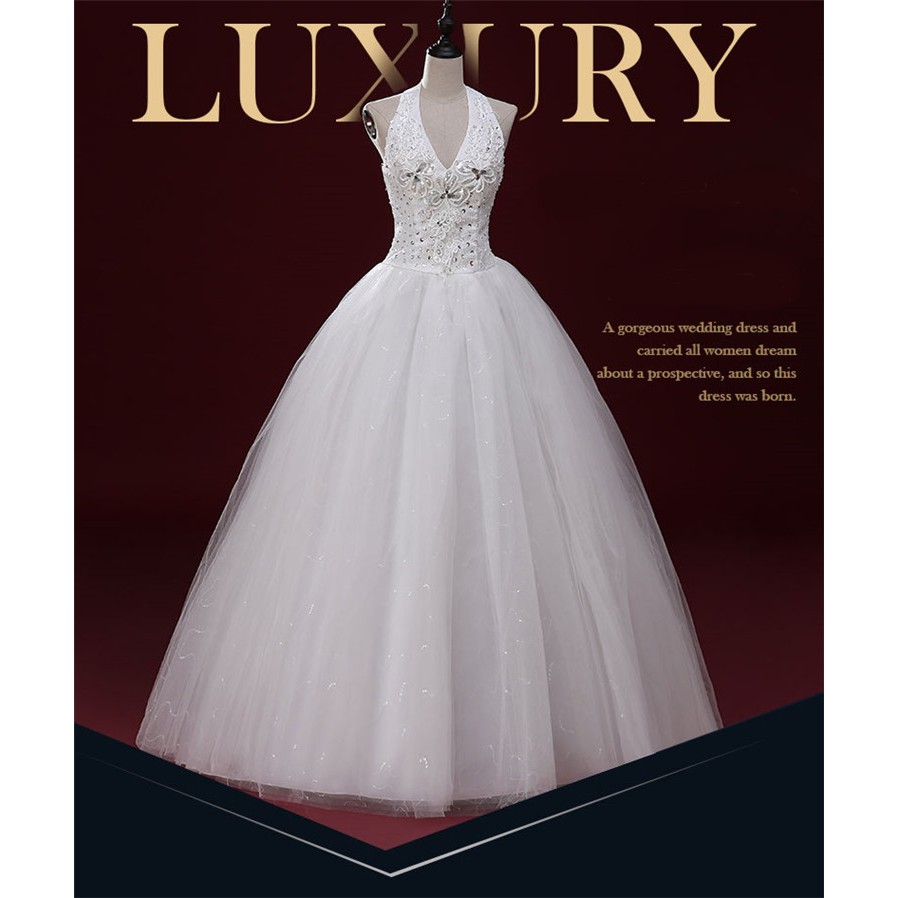 Gaun Pengantin Wedding Dress Import ball gown putih model lengan promo