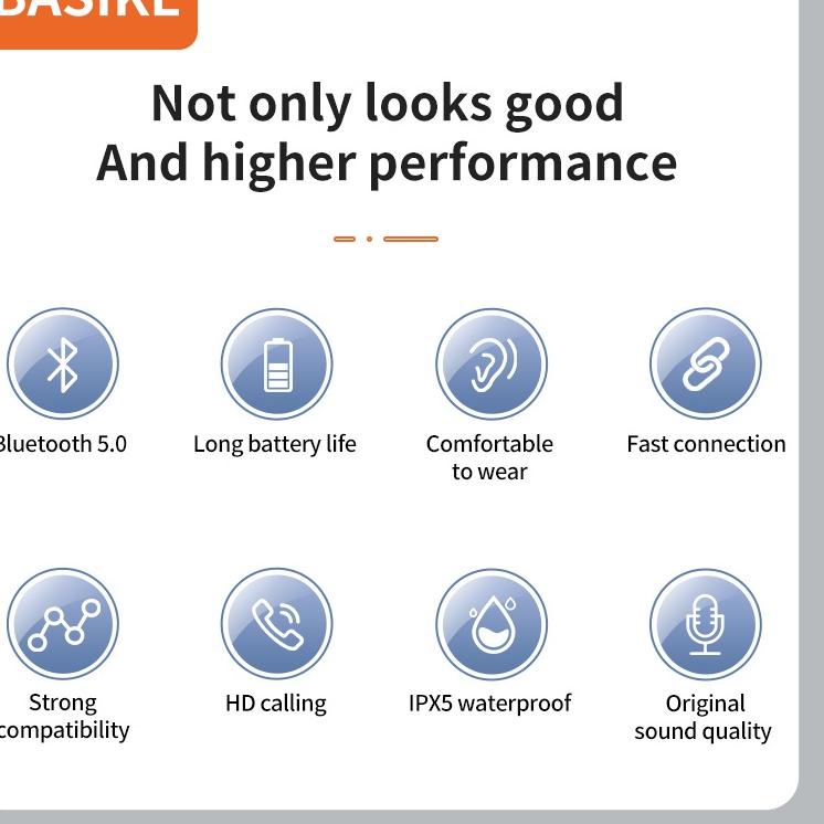 Grosir Terkeren BASIKE Headset Gaming TWS Bluetooth Original True Earphone Wireless Stereo HIFI Nois