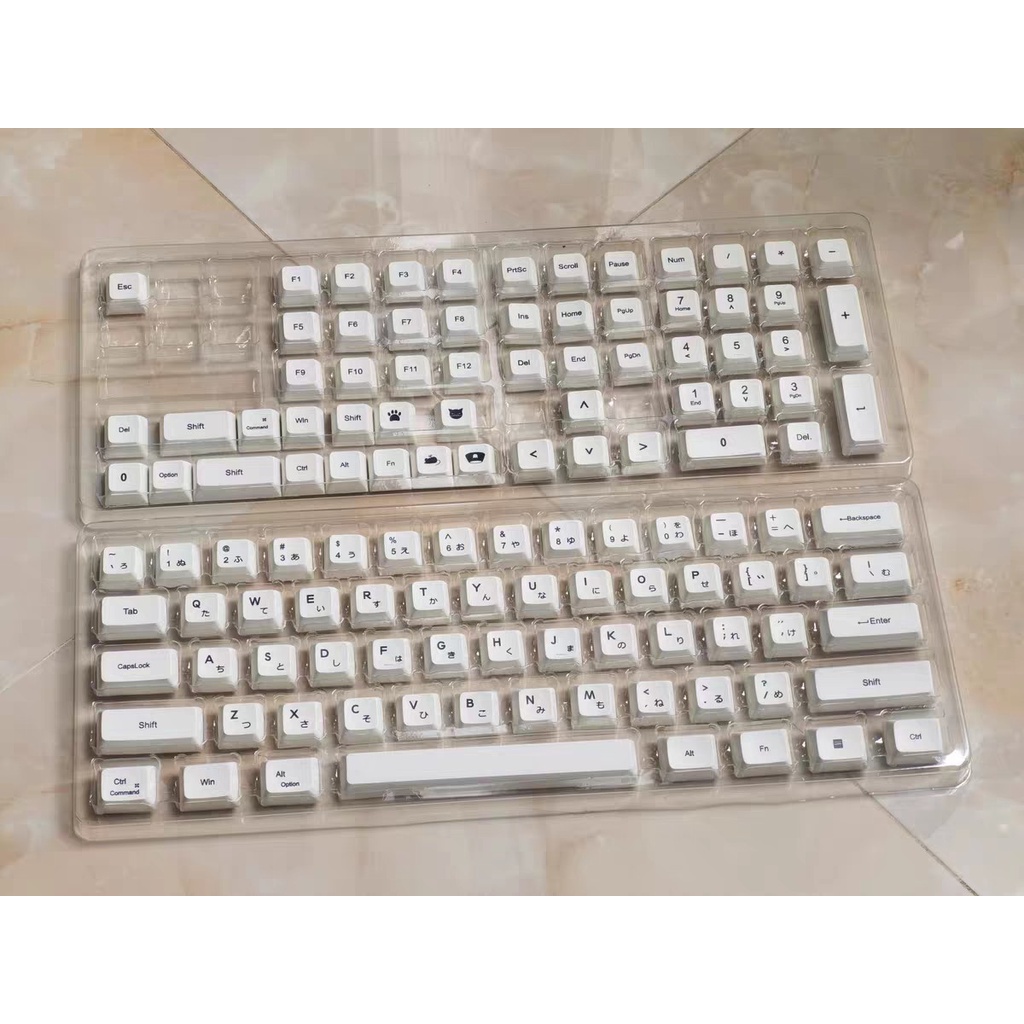 119 Tombol Hitam dan Putih Tombol Jepang Profil XDA PBT Proses Sublimasi Material Keyboard Mekanik untuk RK61 GK61 Set Sederhana dan Kecil dengan Tombol Tambahan