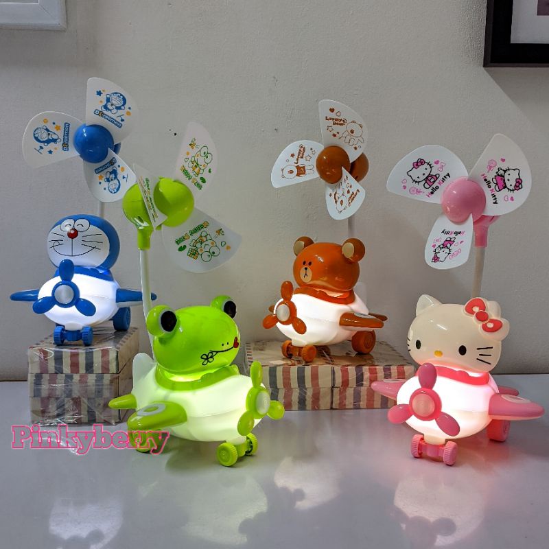 Lampu Tidur LED + Minifan Pesawat Hello kitty, Doraemon MH1072