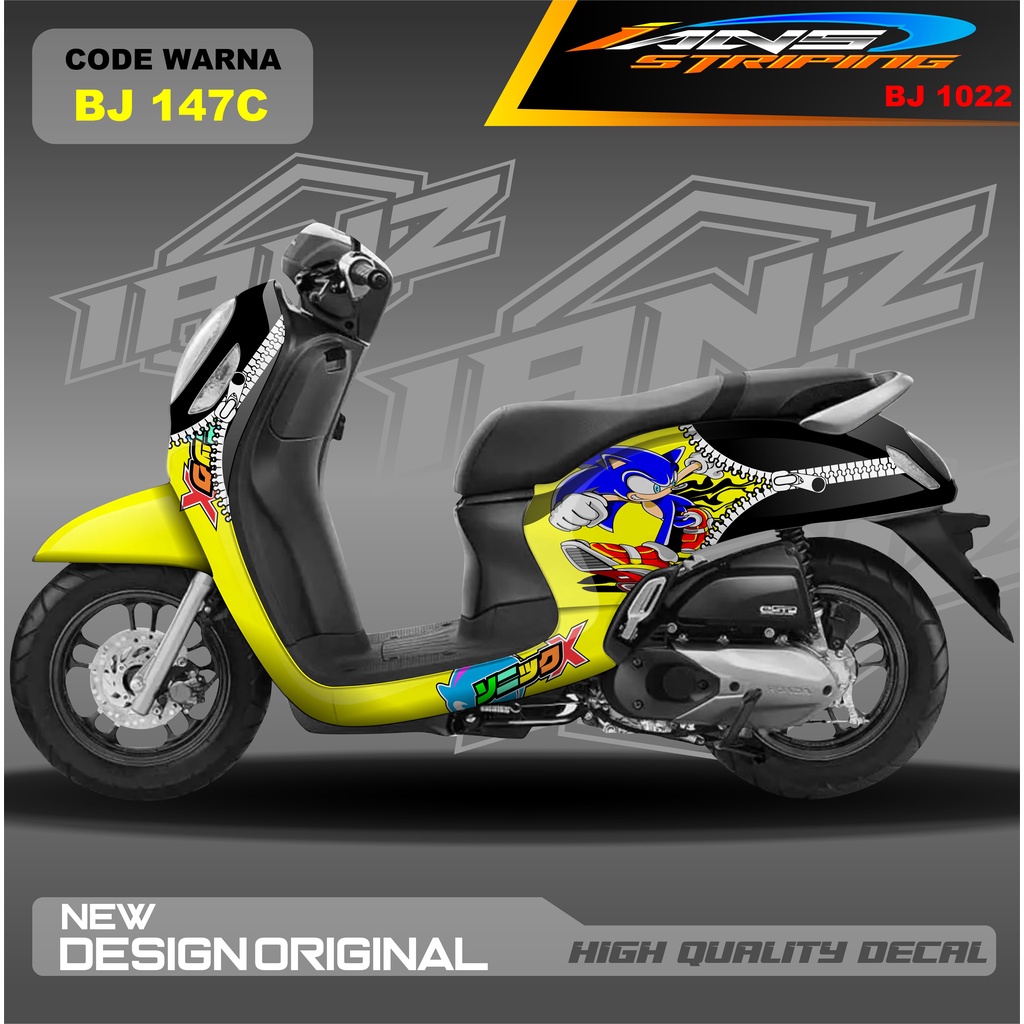 STICKER DECAL SCOOPY FULL BLOK MOTOR / STICKER DECAL SONIC HONDA SCOOPY FULL BODY / STICKER VARIASI SCOOPY TERBARU  / STICKER SCOOPY