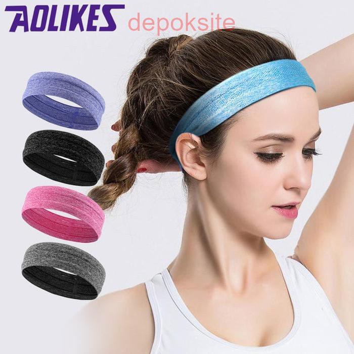 AOLIKES 2103 Elastic Yoga Running Fitness Gym Senam Aerobic Sweatband Headband Ikat Kepala