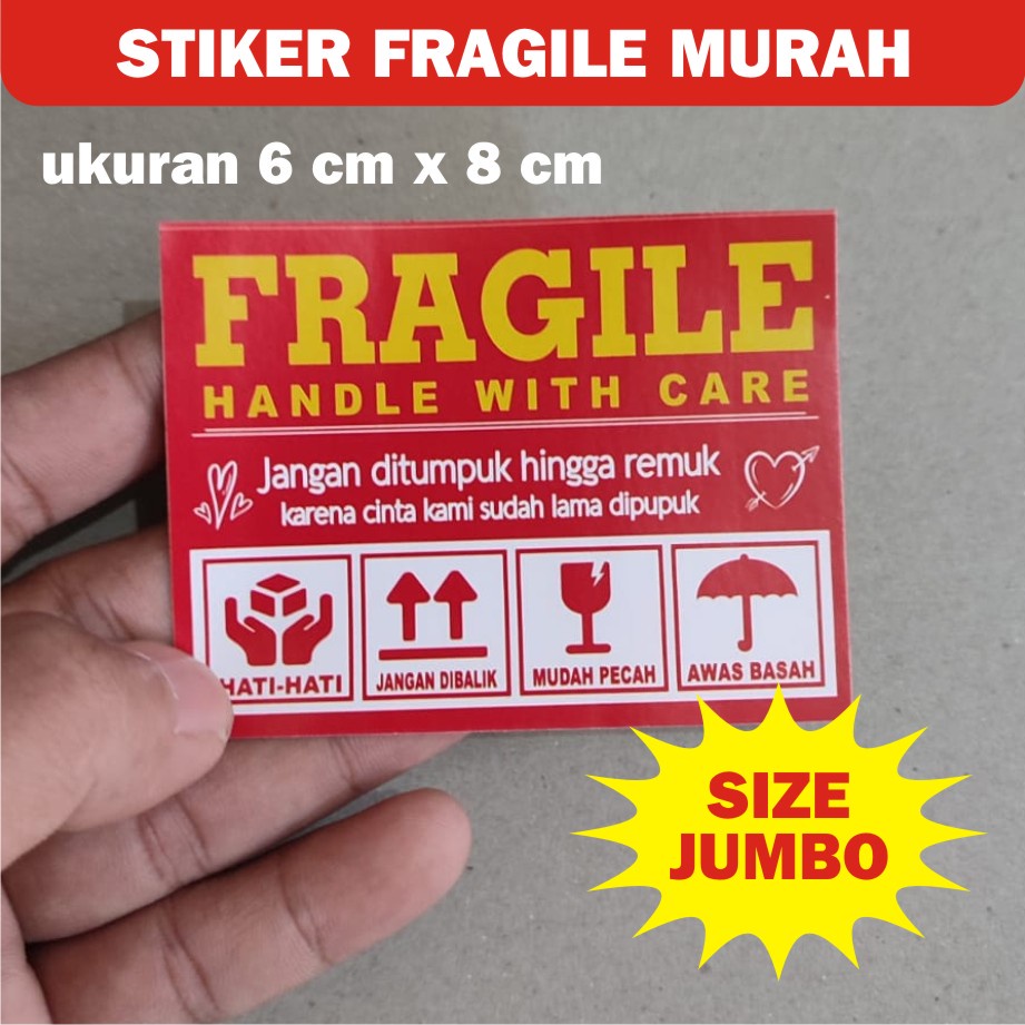 

(PAKET PRE ORDER) STIKER FRAGILE JUMBO Merah Kuning