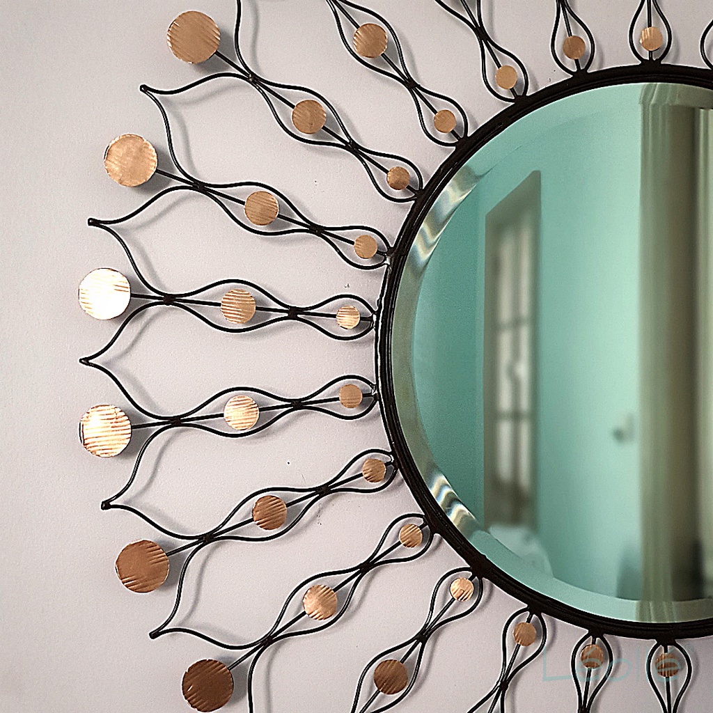 Leolle Dekorasi Cermin Dinding Mewah Aura Copper Hiasan Dinding Kamar Tidur dan Ruang Tamu 105cm