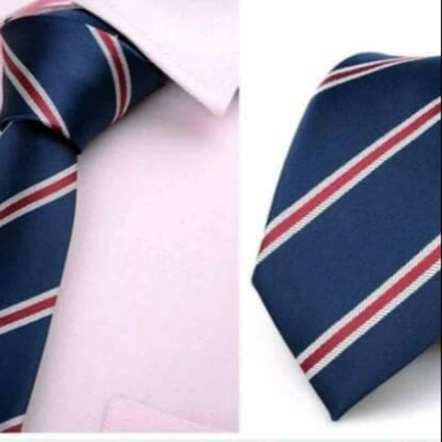 DASI KANTOR IMPORT PRIA WARNA BIRU STRIP MERAH - TANPA BOX