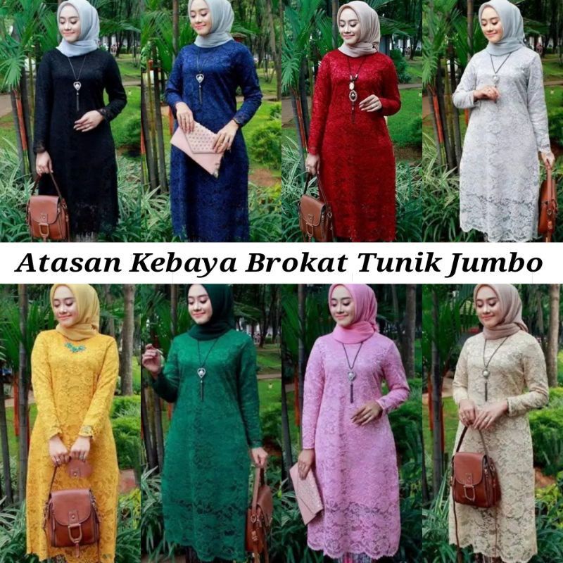 Atasan kebaya brokat tunik jumbo / kebaya tunik hitam /kebaya tunik navy /kebaya brokat