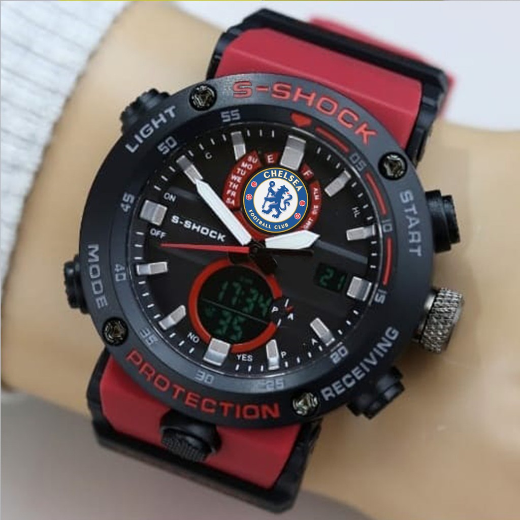 (EXCLUSIVE) Jam Tangan CHELSEA Double Time - Tali Merah