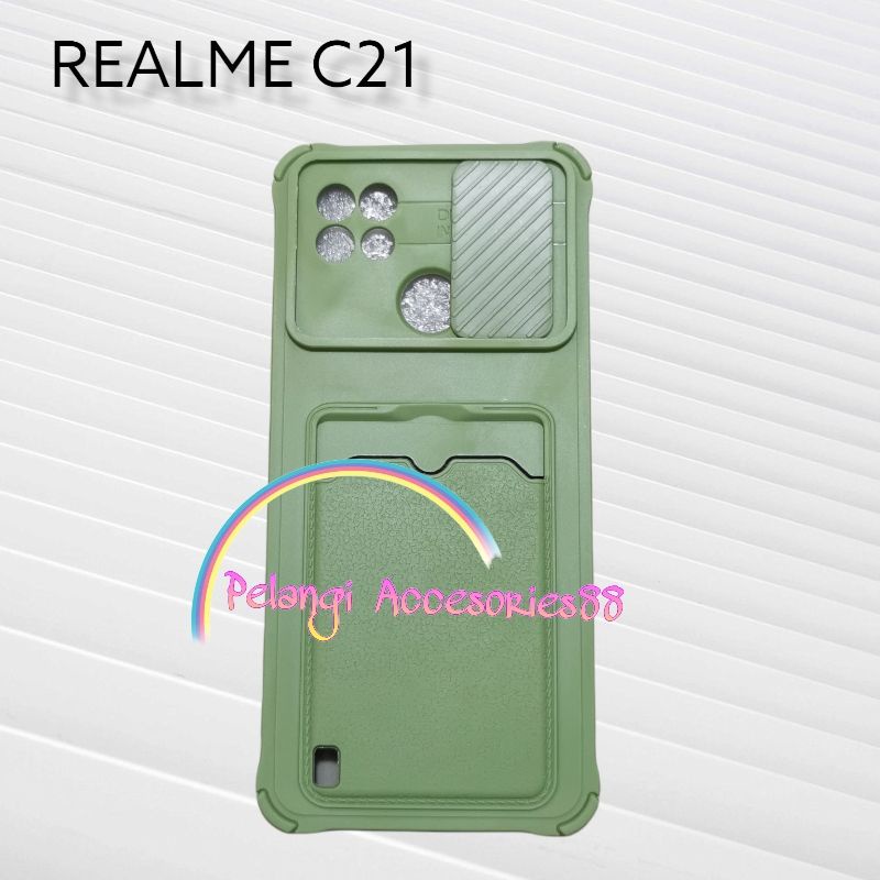 CASE REALME C21 CASE SOFTCASE SLEDING SLOT CARD WARNA WARNI