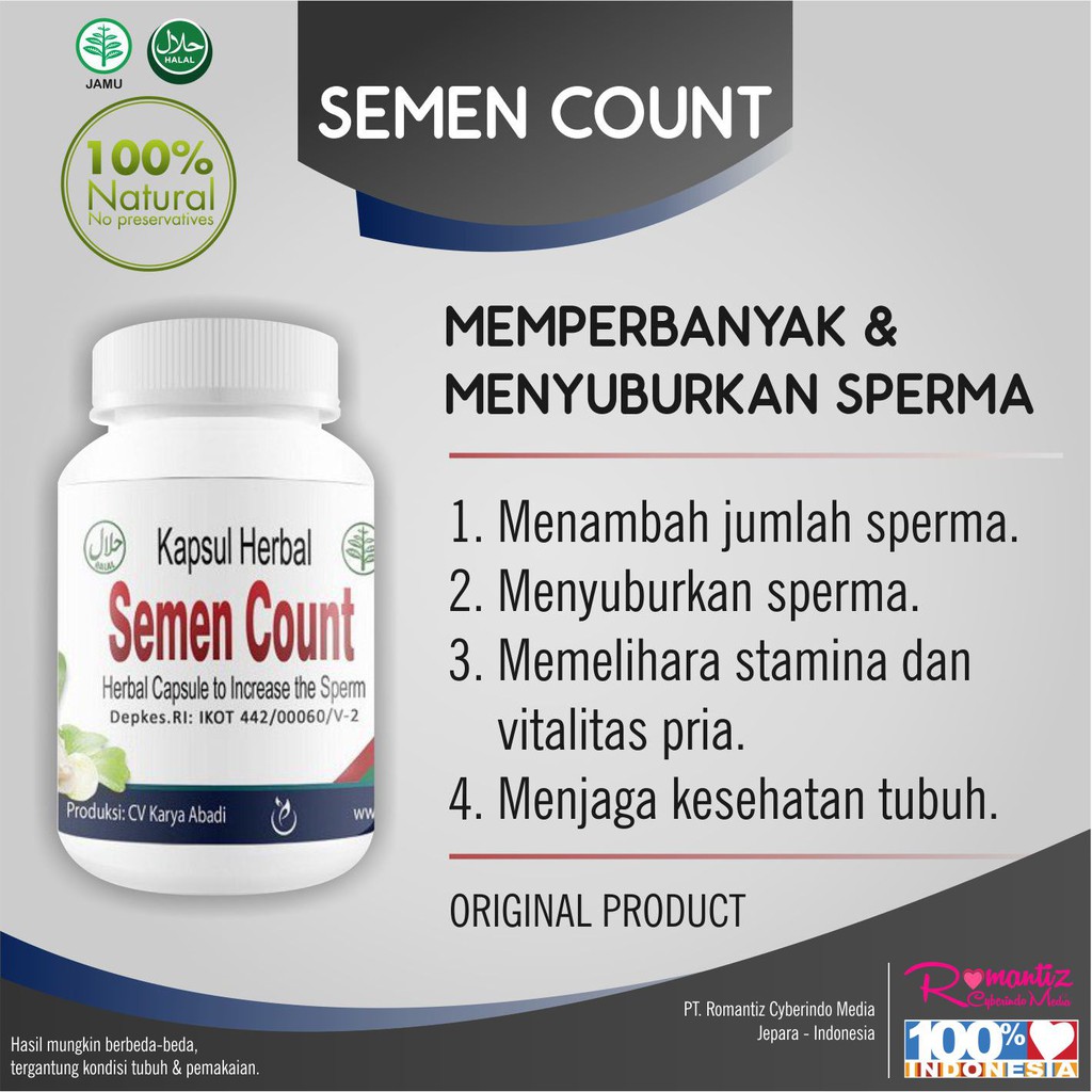 Semen Count Obat Herbal Penambah Sperma Memperbanyak Jumlah Produksi Air Mani Dan Menyuburkan