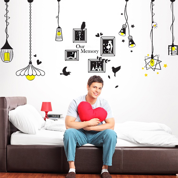 Reliza Wall Sticker Lampu Gantung Hitam Frame Our Memory Stiker Dinding LDR5312