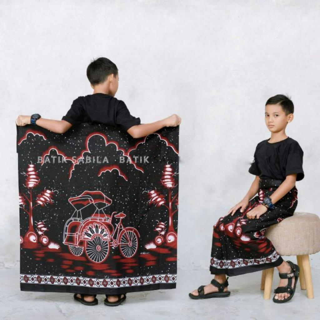 SARUNG ANAK SD ATAU SMP KANG SANTRI MOTIF BECAK | SARUNG BATIK | GUS AZMI (BATIK FARKHAN)