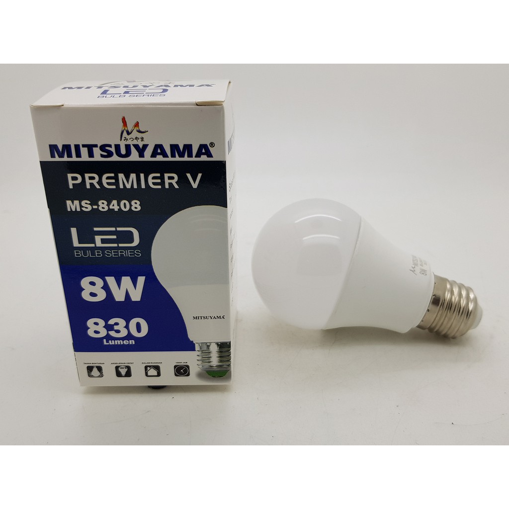 Lampu LED 8 watt PREMIER V Model BULB Merk MITSUYAMA GARANSI 1 THN