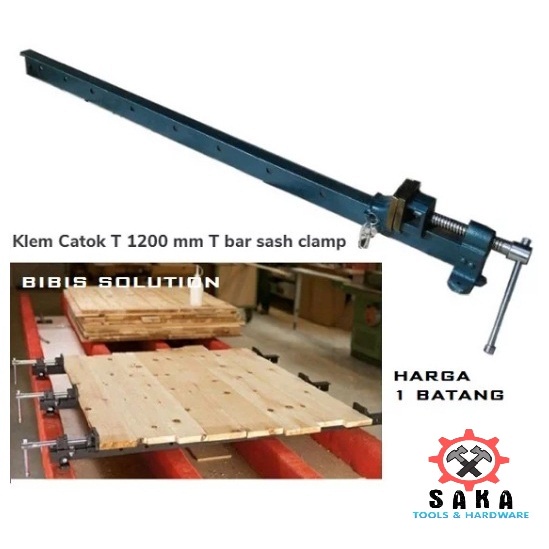 Klem catok T Pres Kayu T- Bar Sash Clamp 1200 Mm Catok T Press Penjepit Papan Kayu Panjang 4 Feet 12