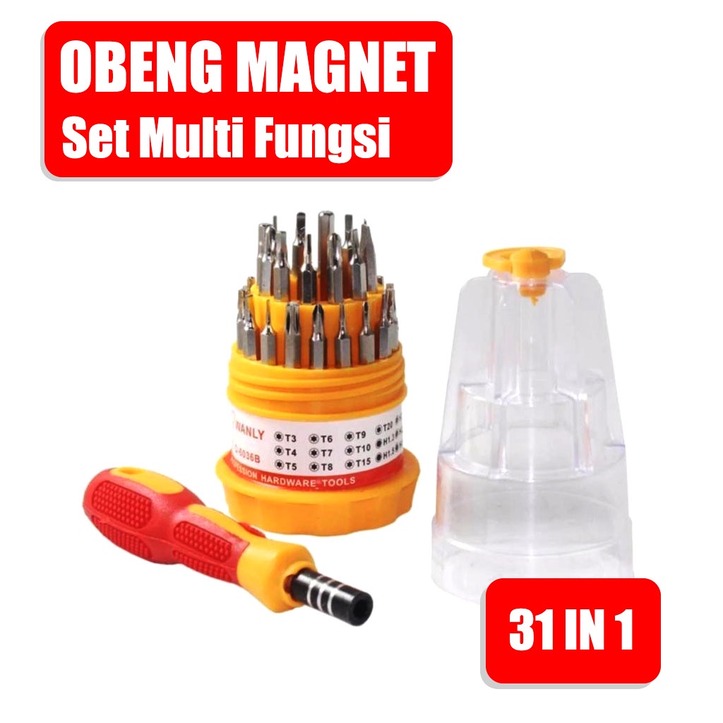 Obeng Magnet 31 IN 1 Obeng Set Mini Repair Tools Alat Servis Obeng Set 31 in 1 Multifungsi / Obeng Telur Set 31 in 1 Obeng Plus Minus Obeng Isi Banyak Obeng HP Obeng Reparasi Elektronik