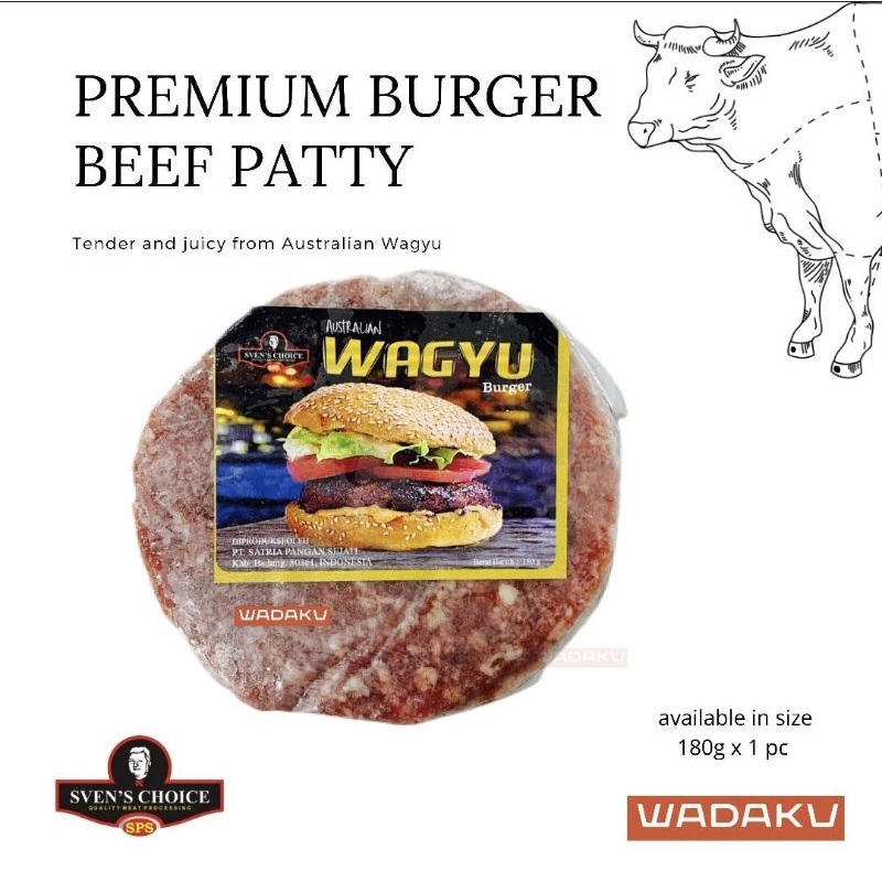 

Daging sapi Burger Sven's Choice Beef Patty Patties 180g Wagyu Burger