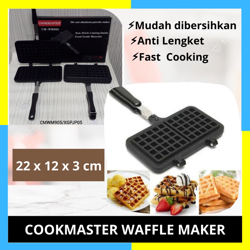 Cookmaster Cetakan Waffle Maker- Cetakan Waffle Maker Manual - Belgian Pancake Croffle Croissant - L