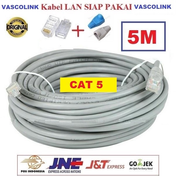 Kabel Lan Vascolink Cat 5 5 meter Siap Pakai/5M / 5meter UTP