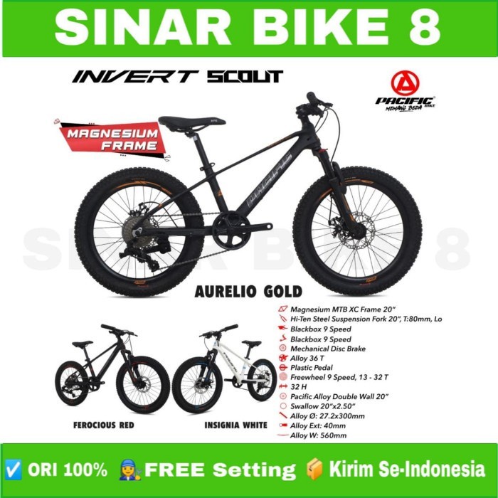 Sepeda Gunung  Ukuran 20 Inch MTB PACIFIC INVERT SCOUT 9 Speed Rem Cakram