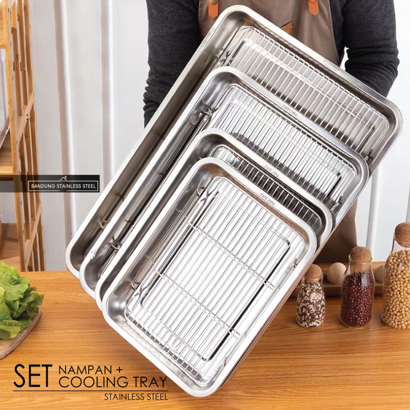 Cooling Tray  SET Nampan 50cm Tatakan Saringan Peniris Minyak Panggangan Multifungsi Medium Large