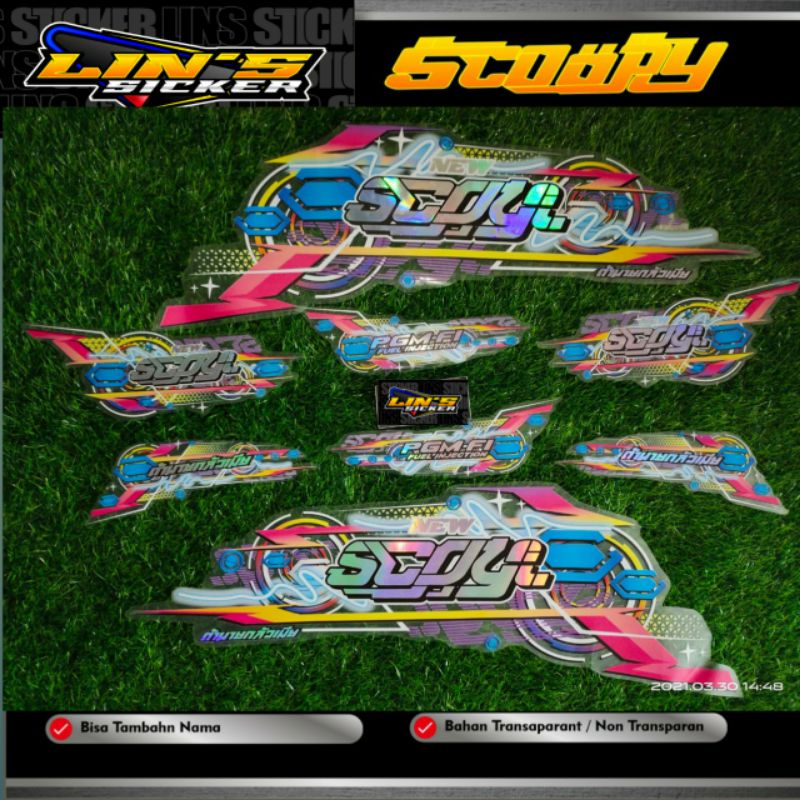 striping scoopy new transparan hologram costum / striping motor scoopy costum