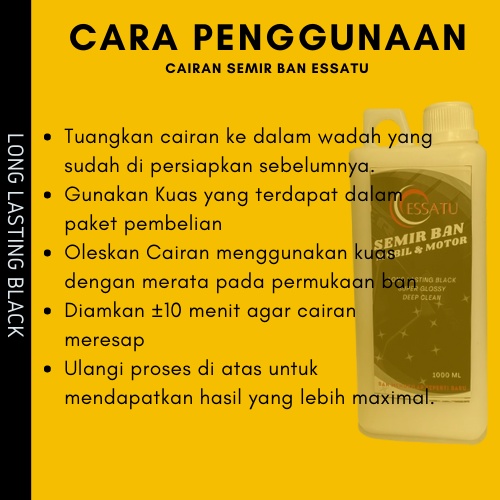 Essatu Semir Ban Mobil dan Motor Paling Tahan Lama  ukuran 1Liter