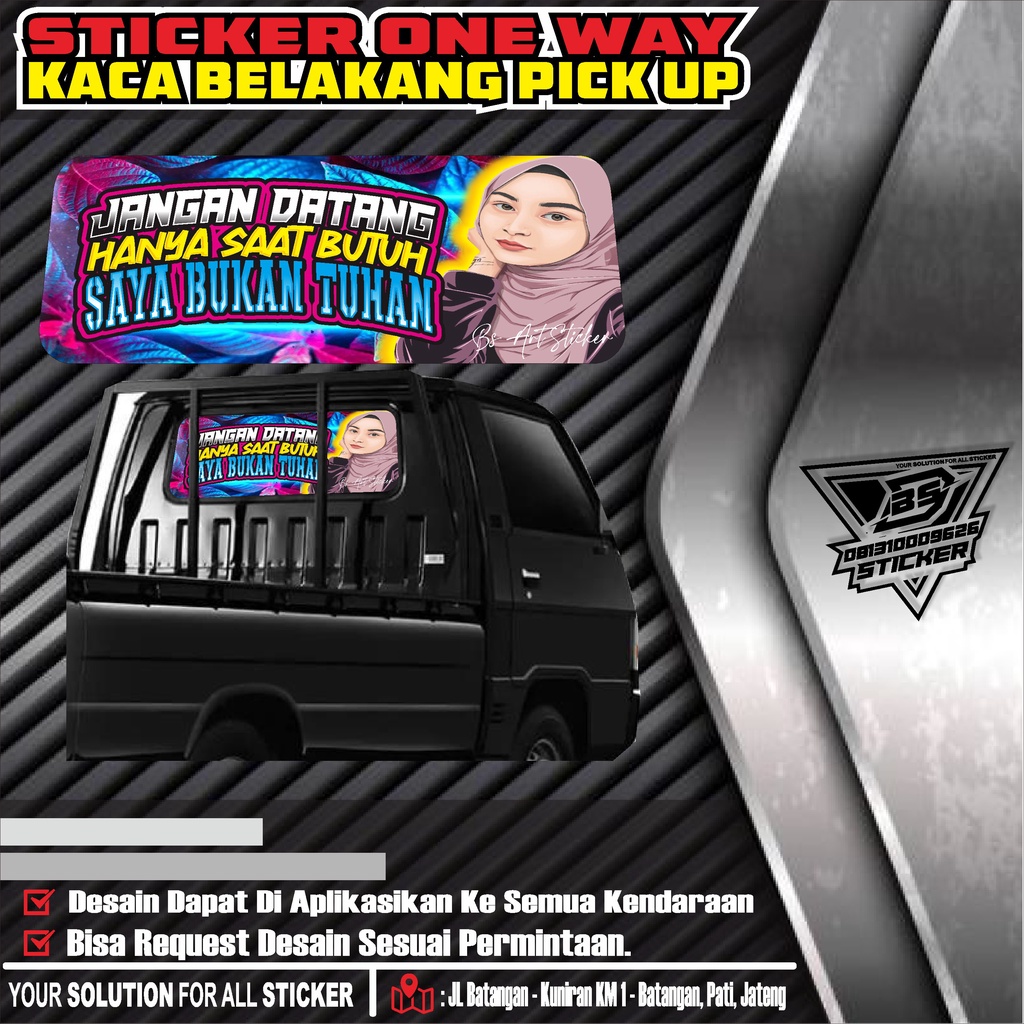 Stiker One Way Kaca Belakang Pick Up L300 Traga Carry Grandmax dll free desain - Sticker One Way Pic