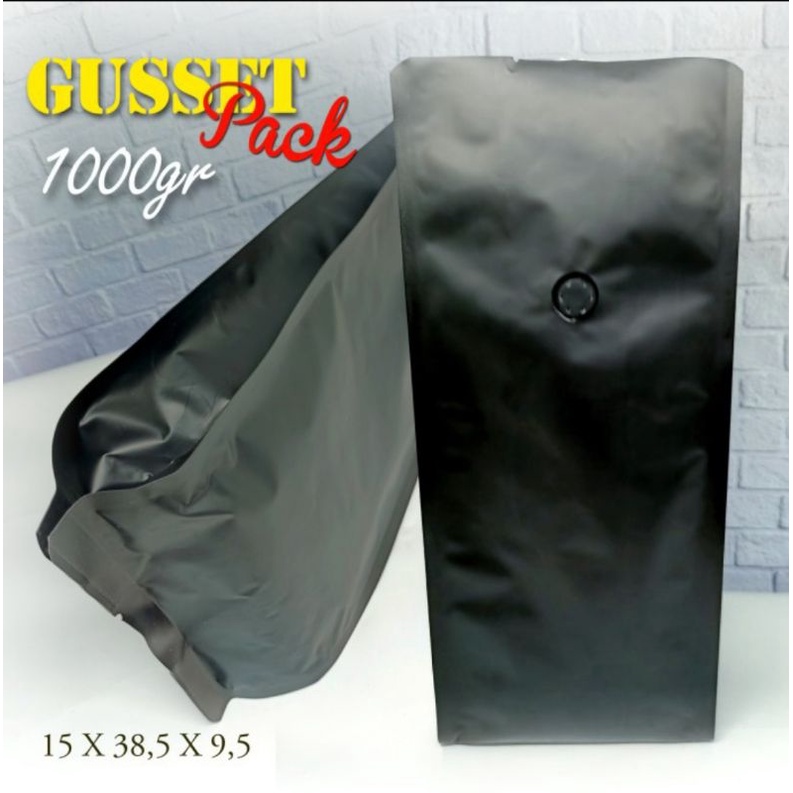 

Kemasan kopi 1 kg Ecer_ alufoil Black Doff side gusset Pouch with valve
