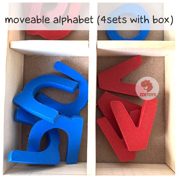 Zoetoys Large Moveable Alphabet | Lowercase Ukuran Besar Bahan Kayu Solid Montessori Language Merangkai Huruf Wooden Letter Box | Mainan Edukasi Anak