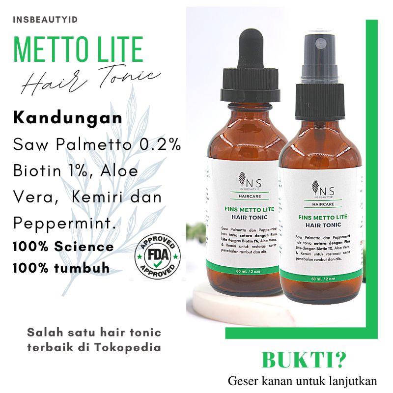 Fins Metto METTOMINT Saw Palmetto Peppermint Hair Tonic Rambut Alami dht bloker dht blocker INSBEAUTYID 60 ML BUKAN MINOXIDIL FINMIX-Metto Lite