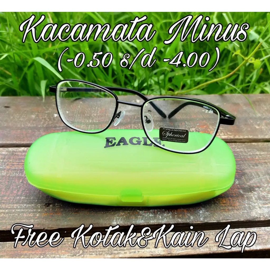 PAKET KACAMATA LENSA MINUS Pria Wanita OVAL KOREA STYLE (TERLARIS OPTIK) / BONUS KOTAK DAN LAP